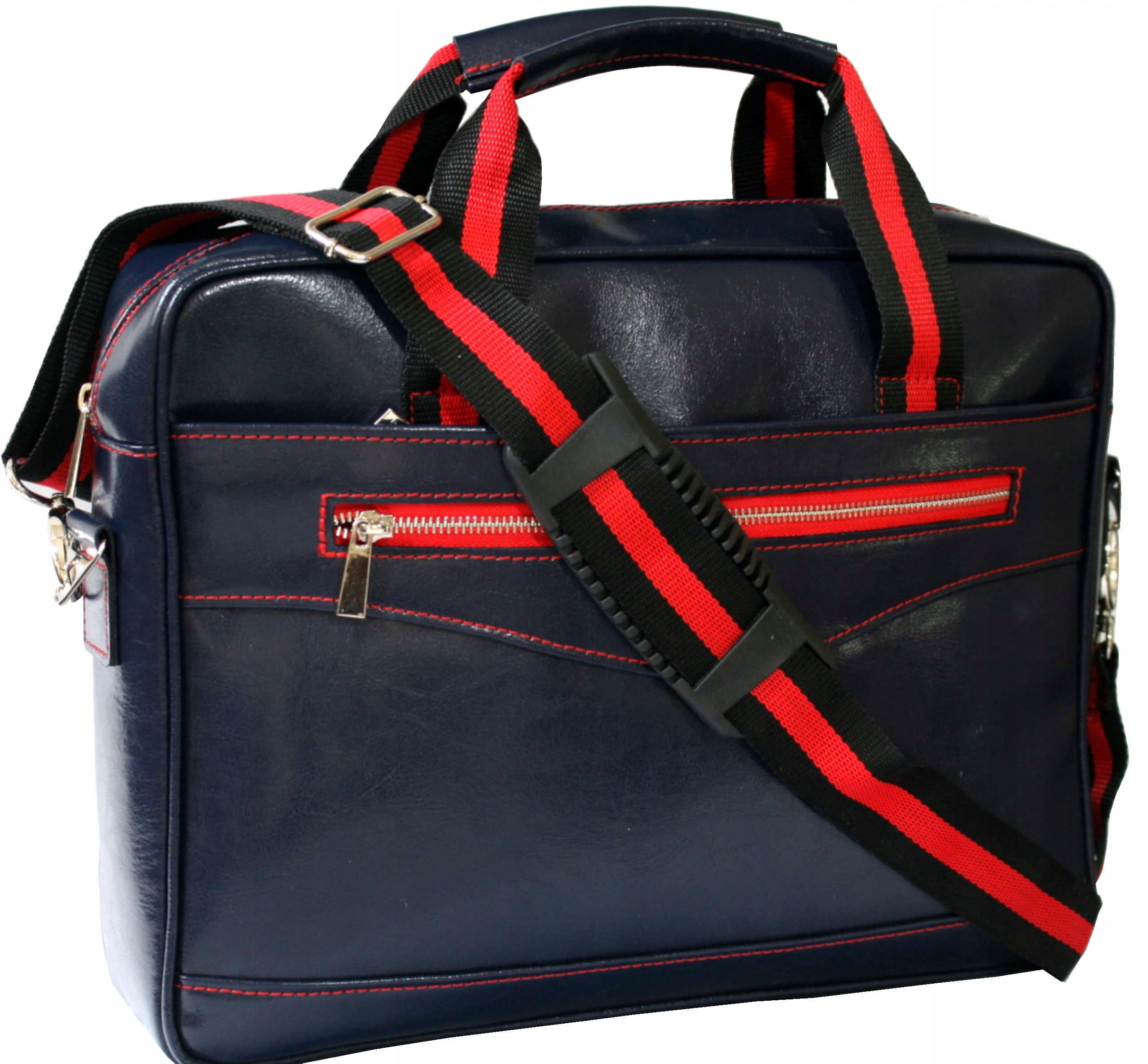 Kožená taška na notebook 15 přes rameno s kapsou, modrá kabelka přes rameno