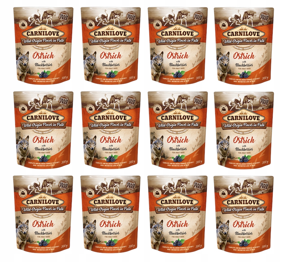 Levně Carnilove Adult Dog Grain Free pštros a ostružiny sáček 12 x 300 g