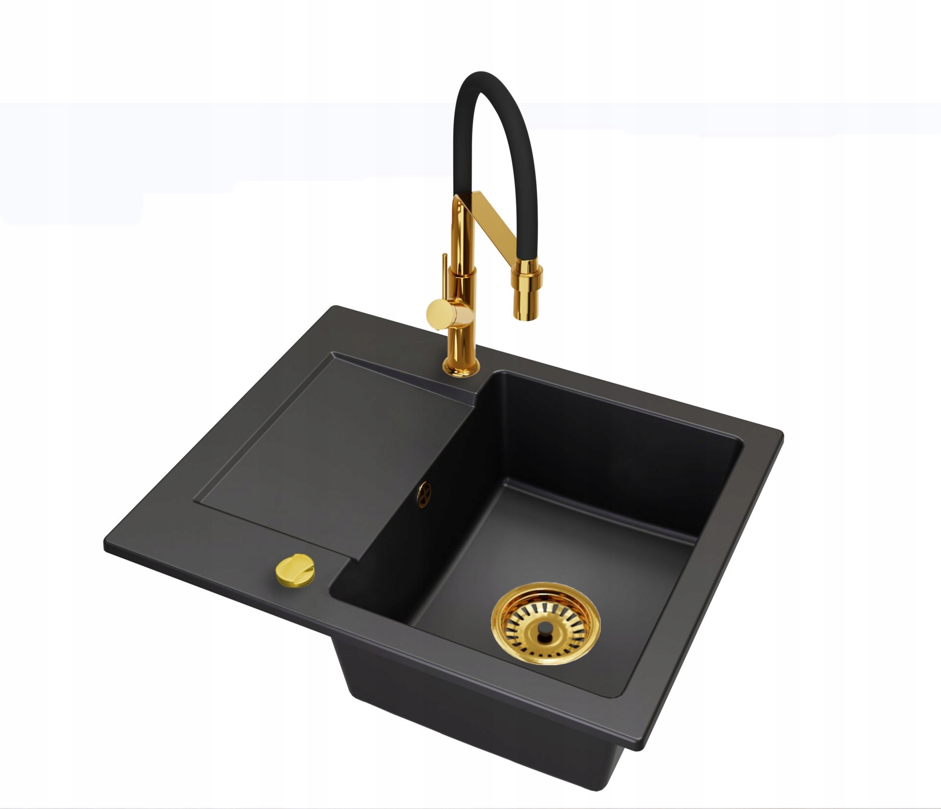 Granitový dřez Donzo Sifon Zlatý Automatický Baterie Venice Zlatá