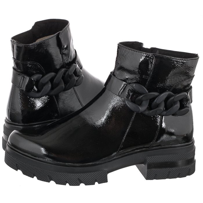 Buty Damskie Botki Skórzane Caprice Czarne 9-25413