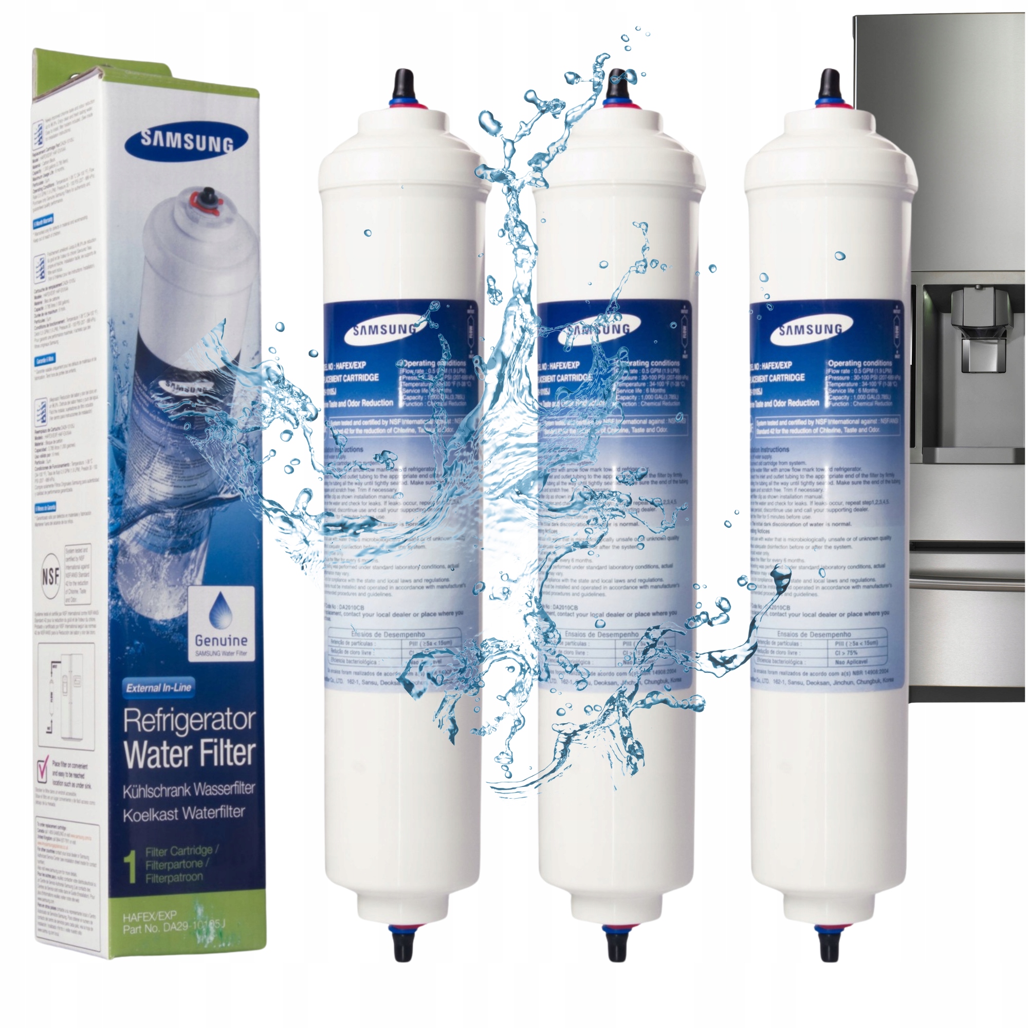 3 szt DA29-10105J Samsung filtr wody do lodówek AquaPure zestaw