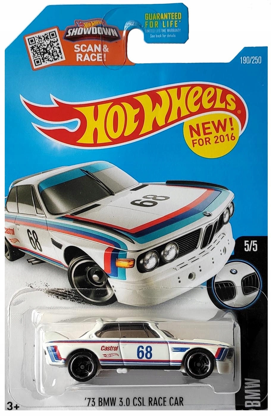

Hot Wheels 73 Bmw 3.0 Csl Race Car 5/5 Biały 1:64