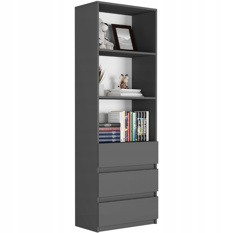 Kancelářský Regál Na Knihy 3 Zásuvky 3 Police Antracit B-3