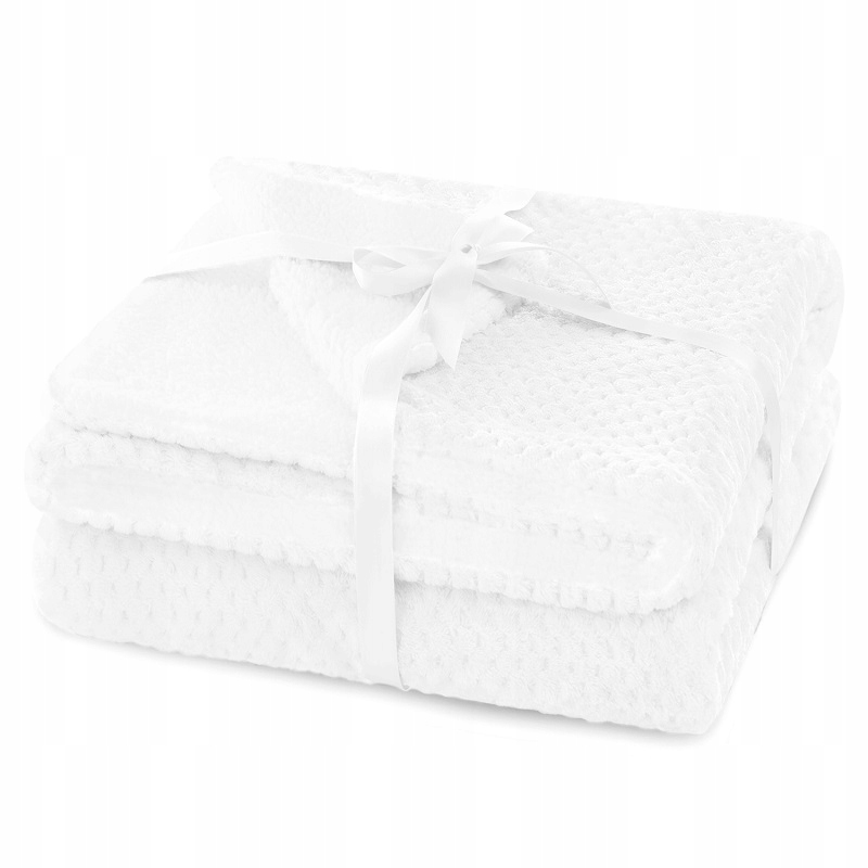 Miękki koc dwustronny Pikowany baranek Biel 70x150