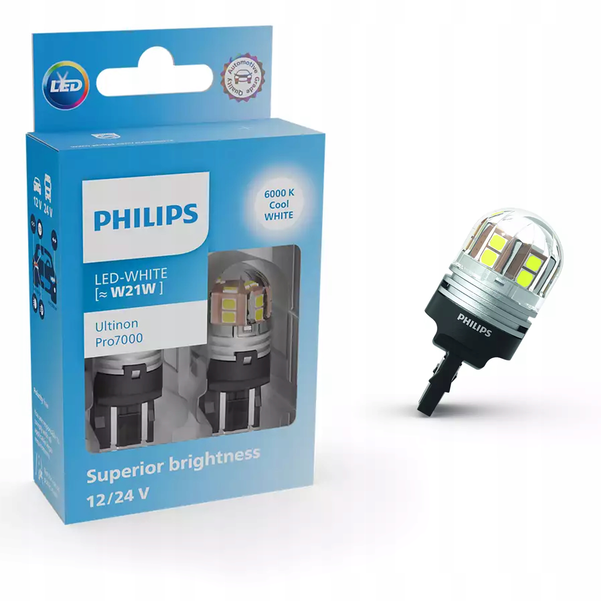 Żarówki Philips Led Ultinon Pro7000 W21W CU70 12/24V