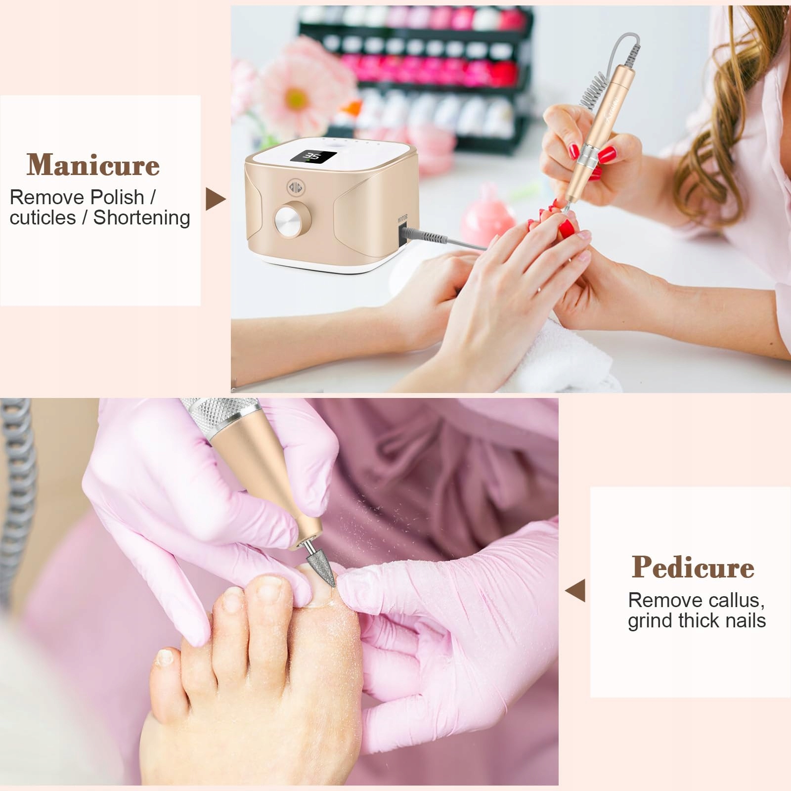 KREDIOO Frezarka Do Paznokci 35000 RPM Zestaw Manicure Pedicure LED Display — miniatura 6