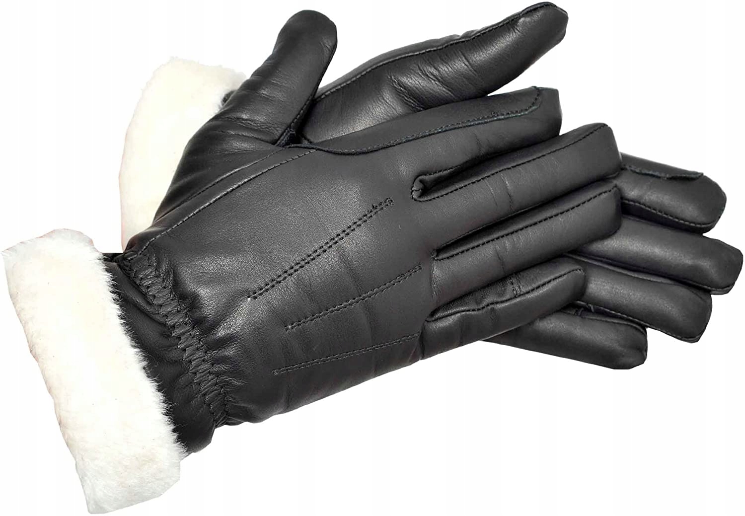 CB67 Ocieplane Rękawice Jeździeckie Riders Skóra Naturalna Futerko XL
