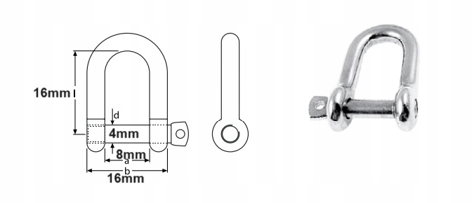 Szekla D krótka 4mm --- 60 SZTUK --- Stal kwasoodporna A4