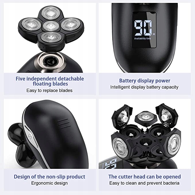 Elektromos borotva AOKEY Men-5 az 1-ben trimmer borotva férfiaknak Alapszín fekete