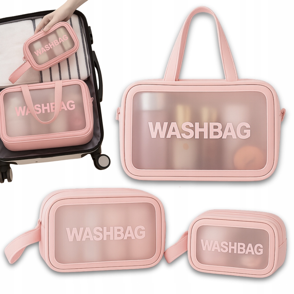 Kosmetyczki Wodoodporne washbag Podróżne Turysyczne zestaw 3 sztuki Różowy