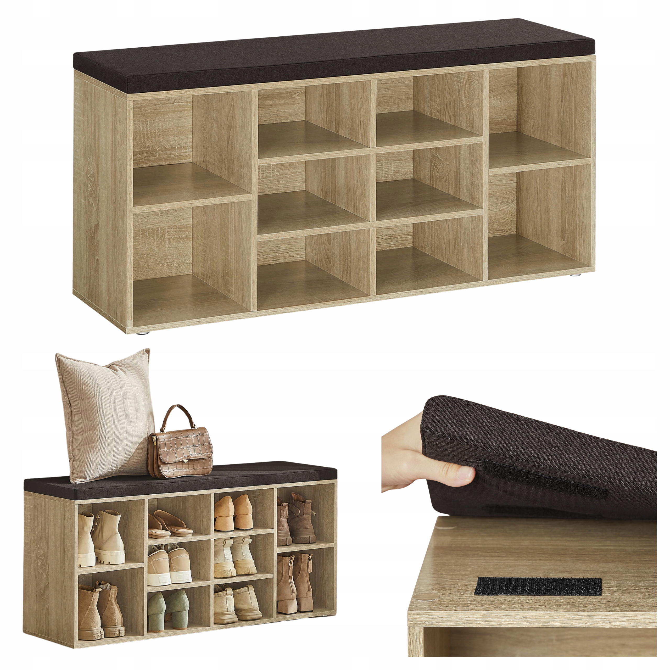 Skrinka na topánky s pohodlným sedadlom Police na topánky 104x30x48 cm Sonoma