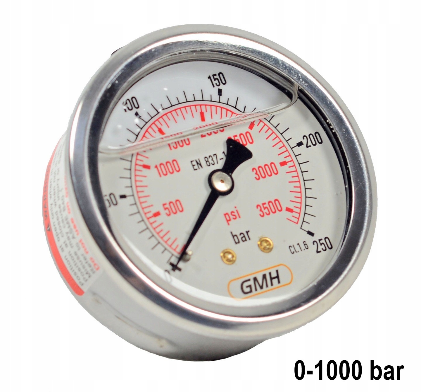 MANOMETR GLICERYNOWY PRZYŁĄCZE TYLNE 0-1000 bar