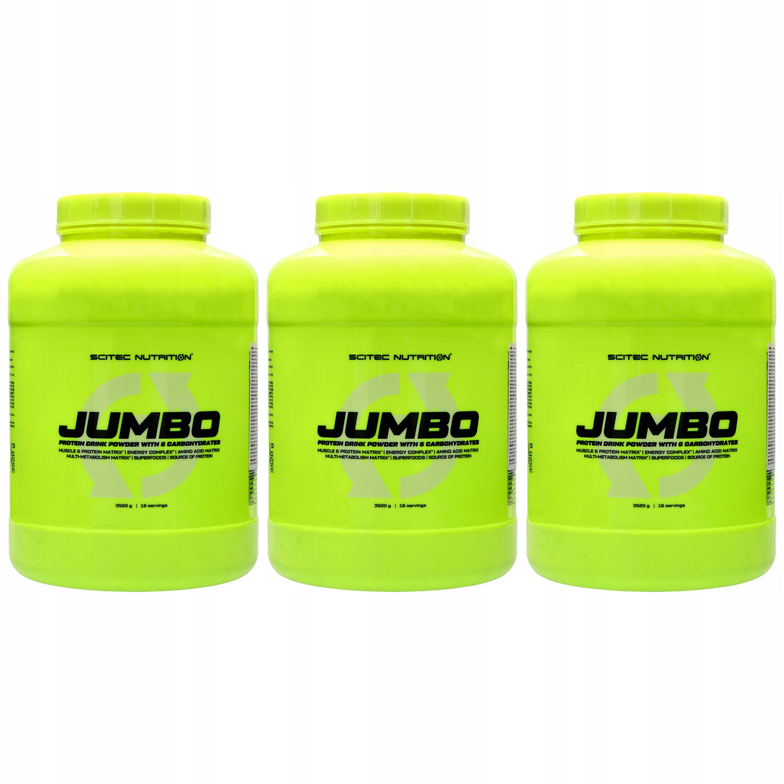 3x Gainer Sacharidy Svalová hmota Jumbo 3520g Scitec