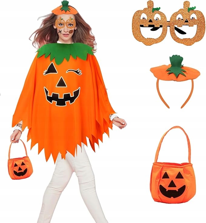 Ženský kostým Dýně na Halloween Kostým Akcesoria Plášť Čelenka Taška