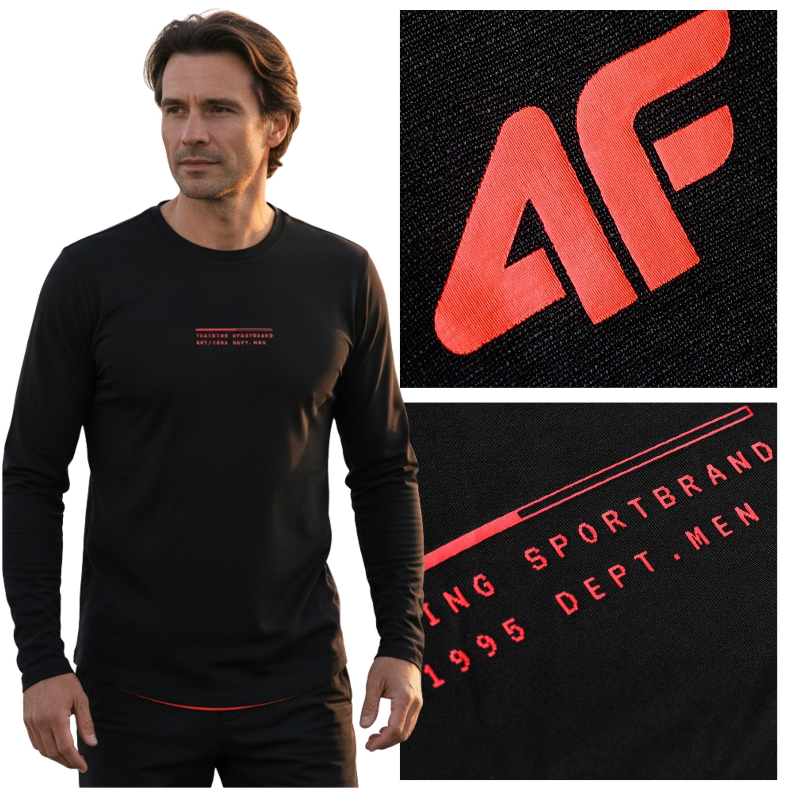 4F Pánský tréninkový rychleschnoucí dlouhý rukáv Slim Fit, velikost XL