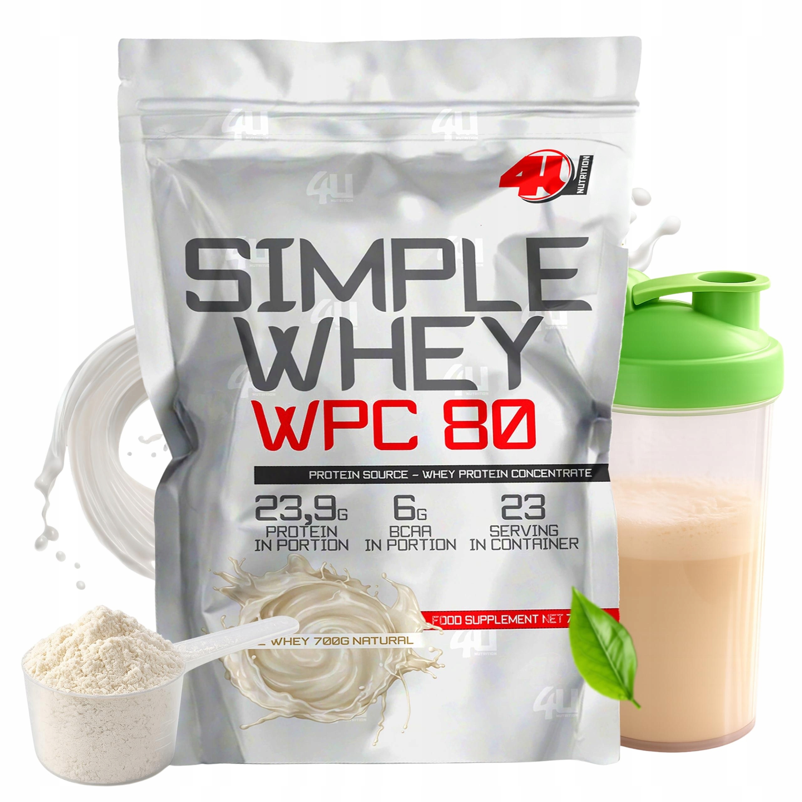 Protein Wpc 80 700 g Přírodní zeštíhlující koktejl 4U Simple Whey Protein