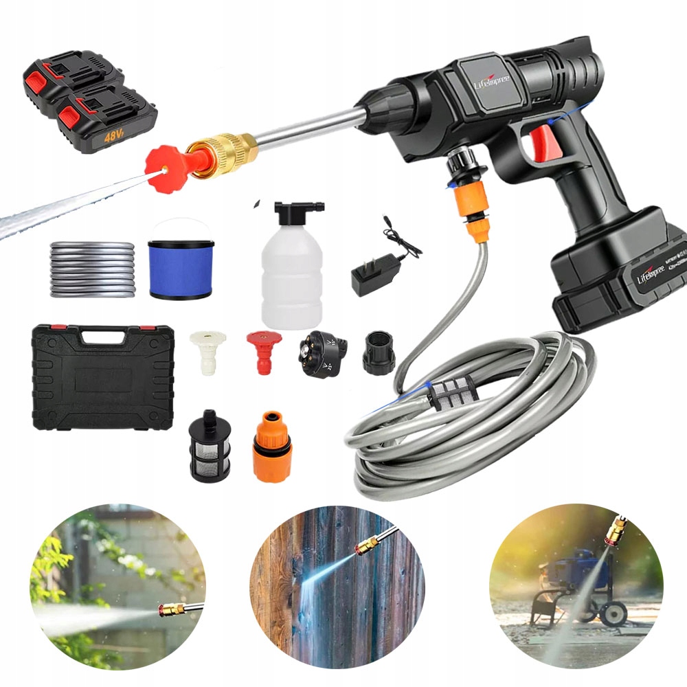 Akumulátorová Tlaková Myčka Na Zahradu, Okna A Kostky, Sada Power