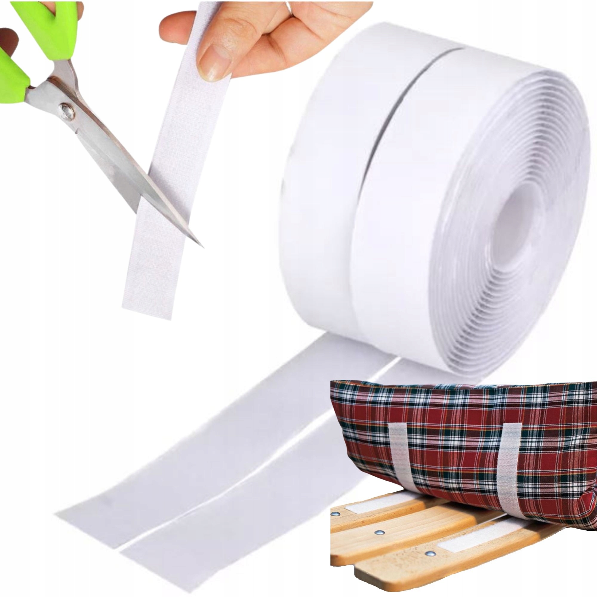 RZEP TAŚMA SAMOPRZYLEPNA Z KLEJEM DO CIĘCIA DO OBRAZÓW BIAŁA ROLKA 4,57m Marka Wobell