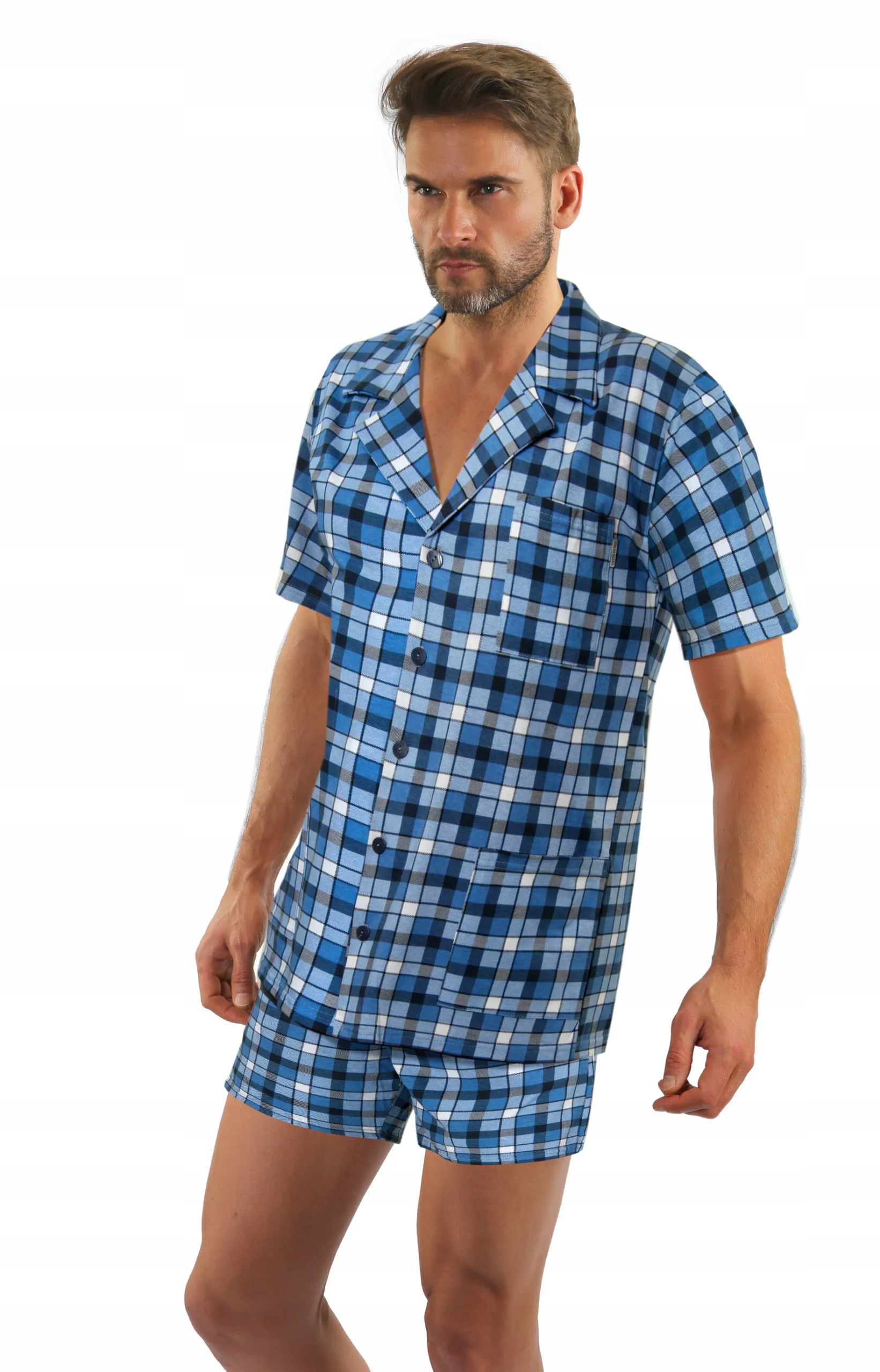 Sesto Senso Pánské rozepínací krátké bavlněné pyžamo 2182/10 4XL