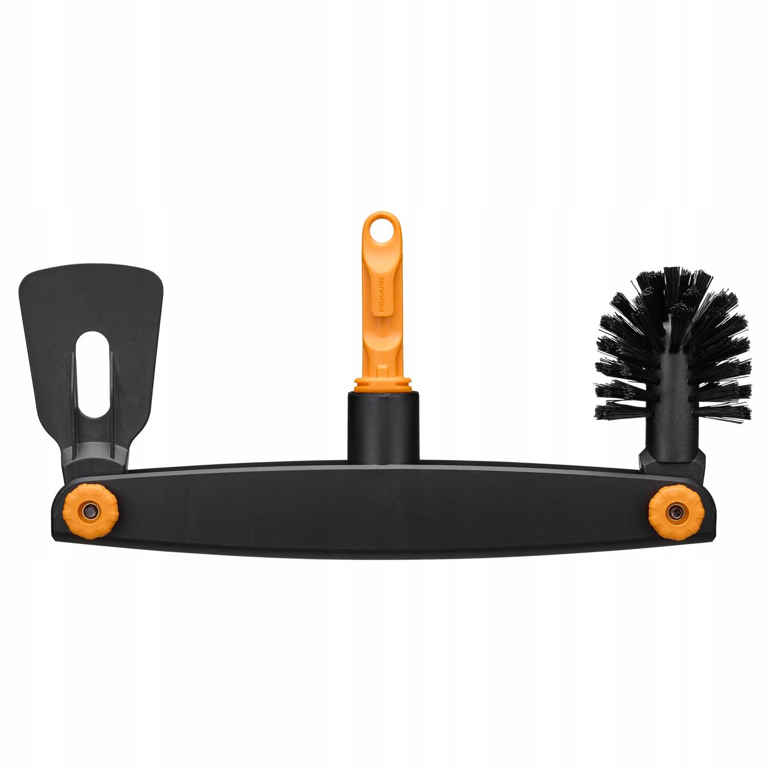 Fiskars Oneclick Kartáč a škrabka na čištění okapů 2v1 hlavice