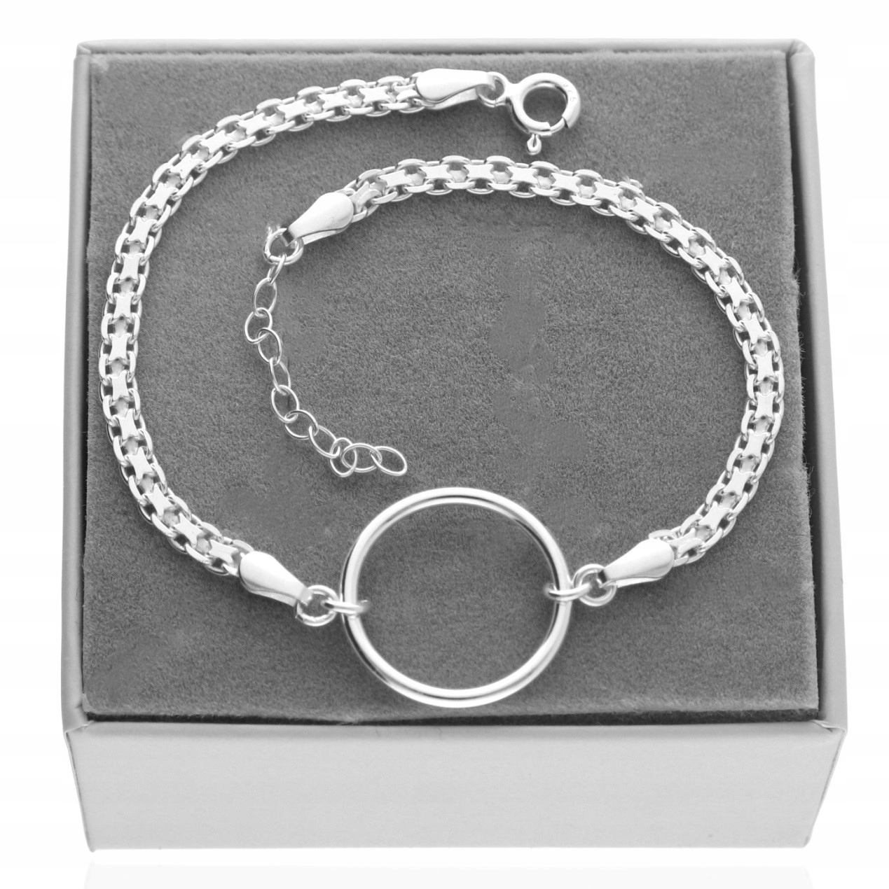 Stříbrný široký elegantní náramek s kroužkem typu stříbro 925