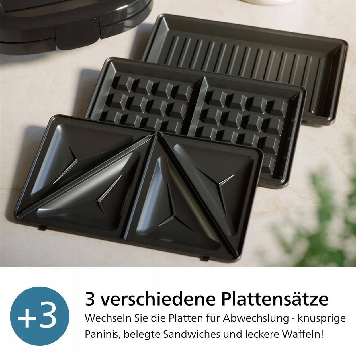 PHILIPS Opiekacz 5000 Seria 750W Panini Gofry Kanapki Czarny Srebrny — miniatura 3