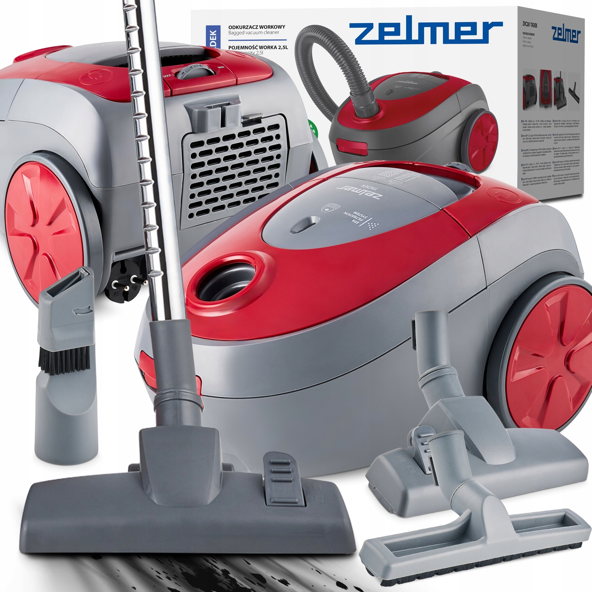 Odkurzacz Workowy Zelmer Tadek Tradycyjny Z Filtrem Epa Końcówki Eco 800W