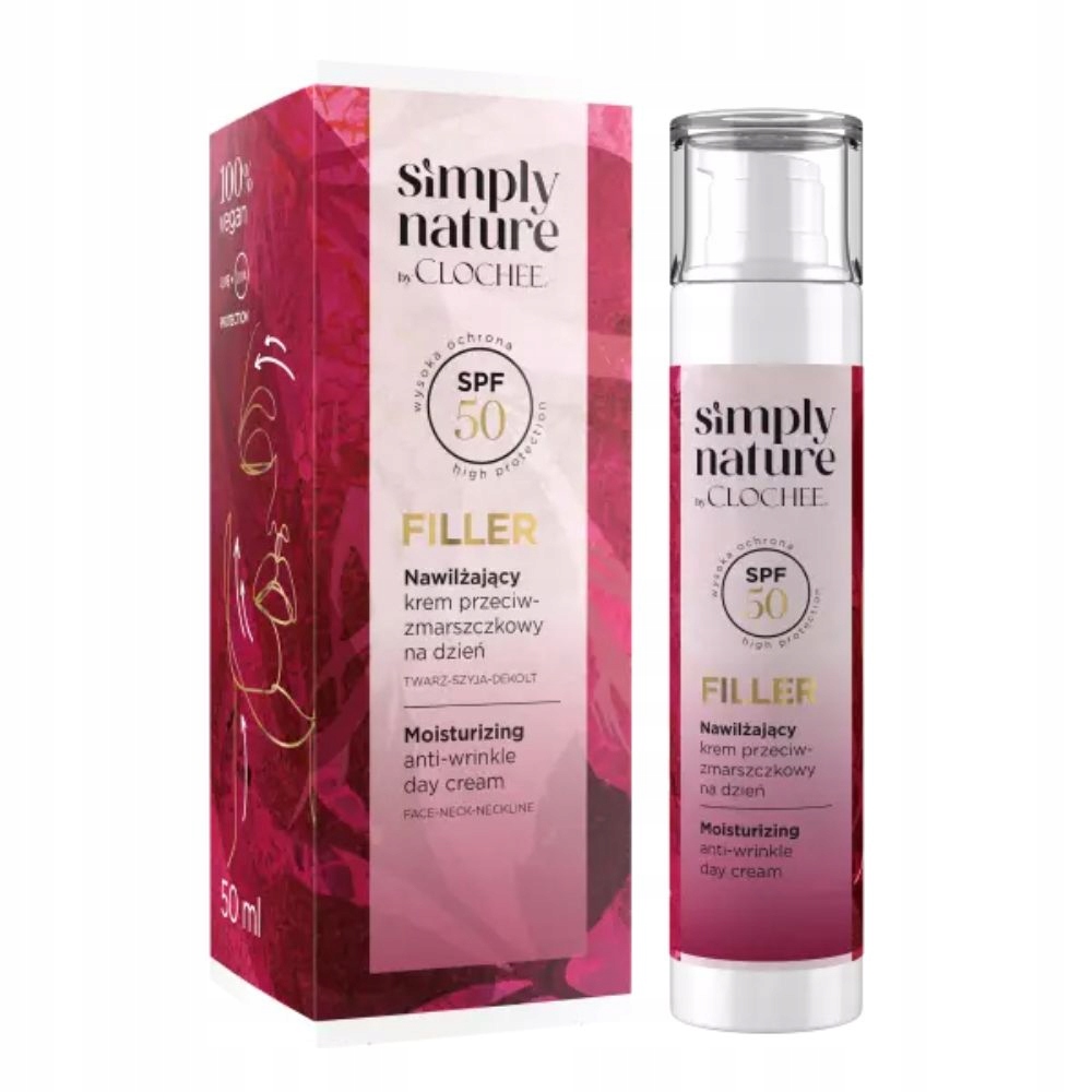 Hydratační krém proti vráskám s ochranným faktorem SPF50 Filler Simply Nature
