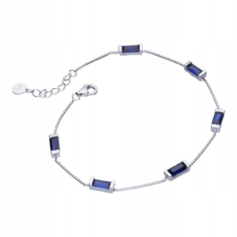 Náramek kostka 925 stříbro 3.64 g se safírovými zirkony jako dárek