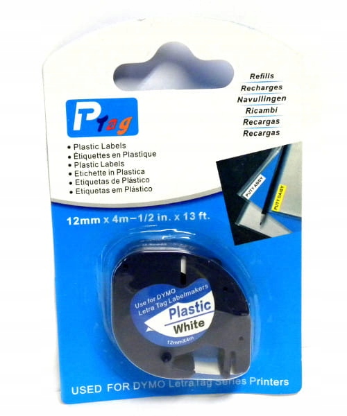 Taśma zamiennik Dymo LetraTAG 91201 S0721610 12mm
