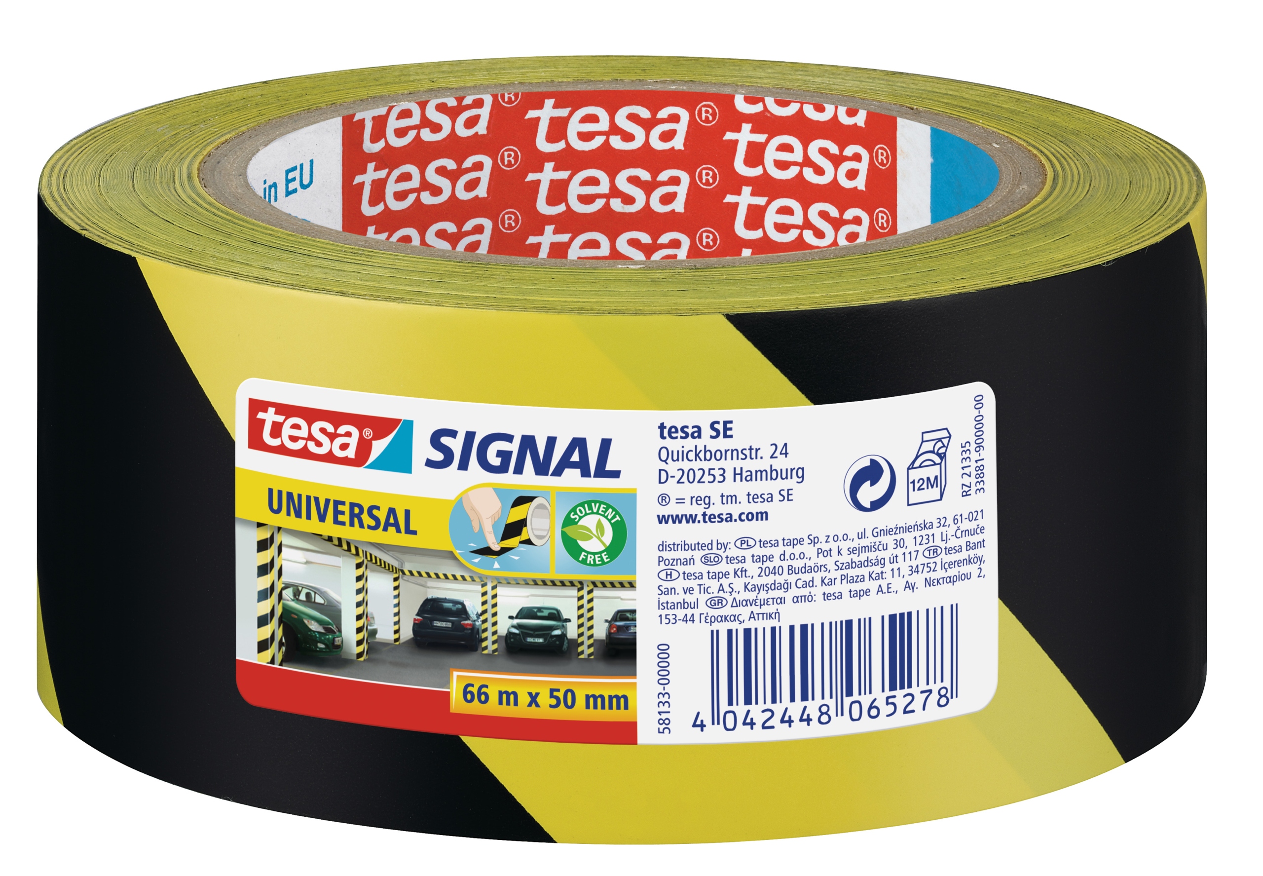 

Taśma ostrzegawcza tesa żółto czarna 66m x 50mm
