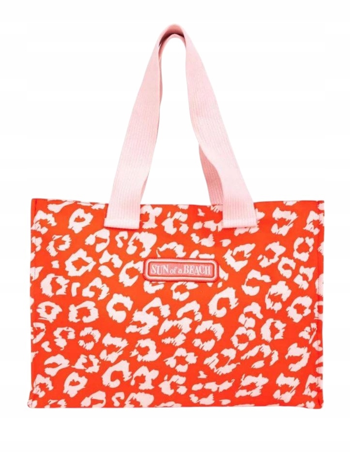 Sun of a Beach Plážová taška Leopard černá/růžová 53x36x11 cm z bavlny