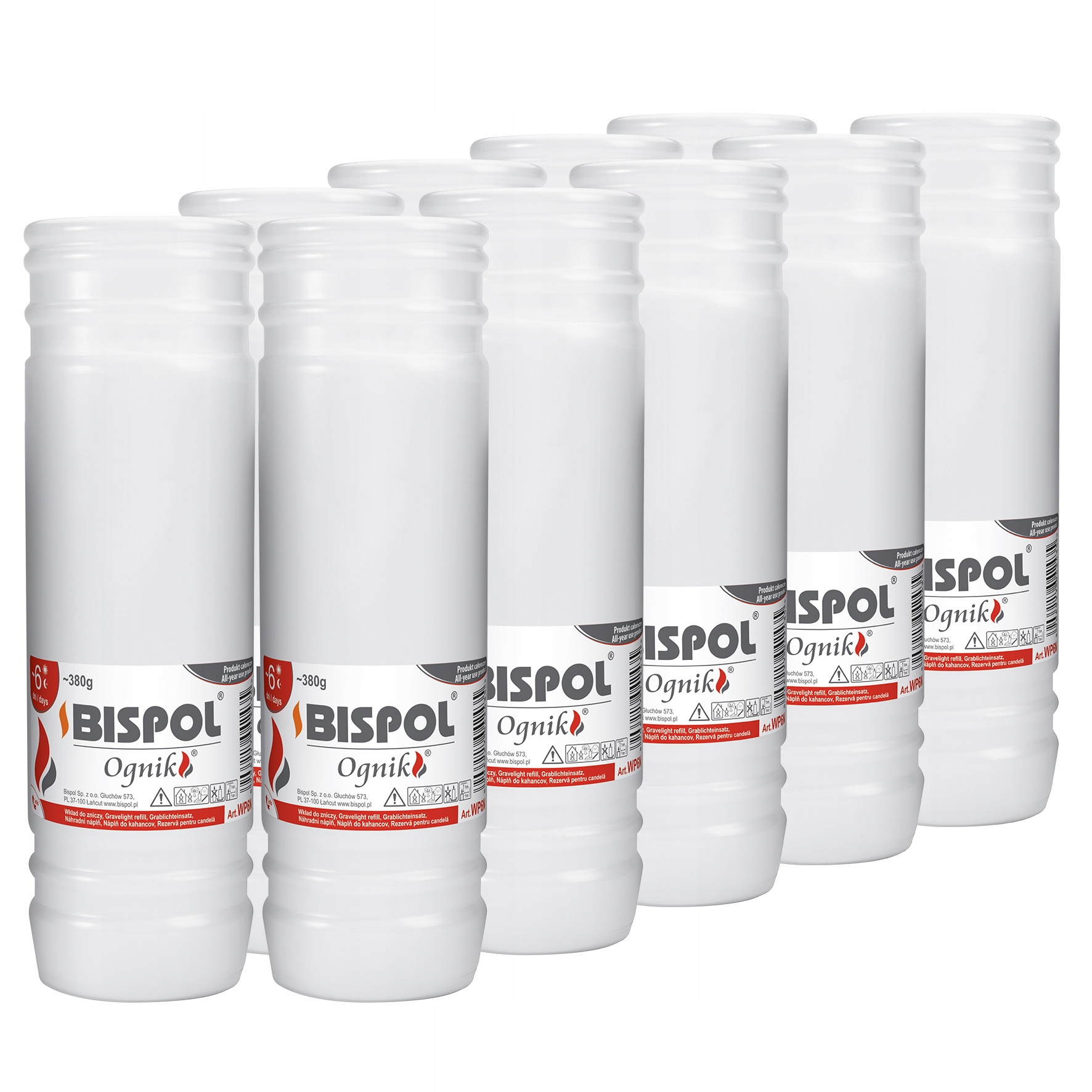 

Nowy model wkłady parafinowe 10szt Ognik WP6N 6dni