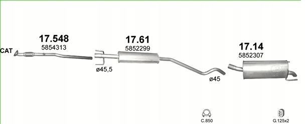 Tłumik końcowy 17.14 OPEL ASTRA H + ZESTAW MONTAŻOWY Producent części Polmo