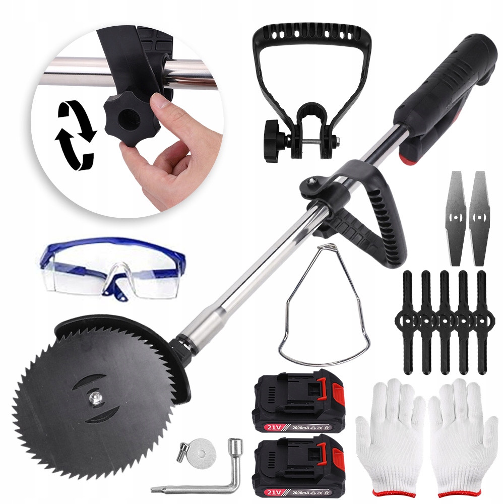 Akumulátorový vyžínač 3 čepele Plast Ocel Kotouč 500W 21V na kolech