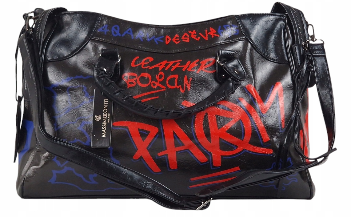 Massimo Contti víkendová kabelka eko kůže černá tělocvična fitnes