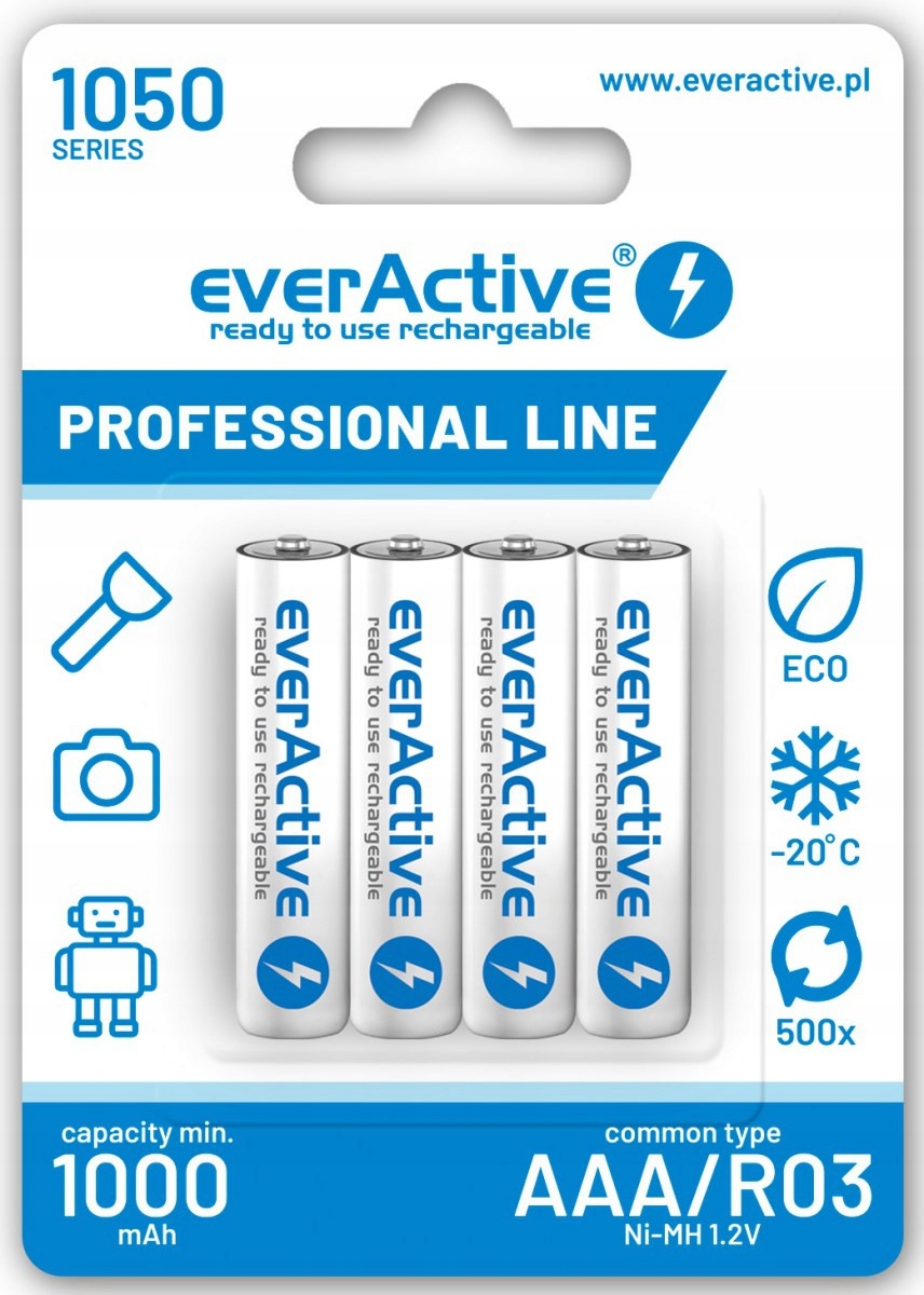 Akumulatorki Aaa R03 Ni-MH everActive 1050mAh Proffesional Line (box 4