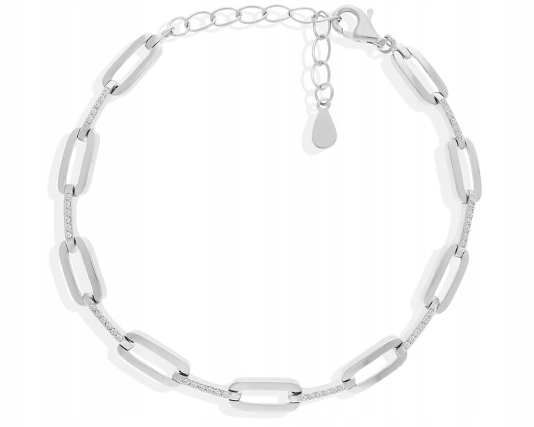 Dámský stříbrný náramek Široký Zirkony Módní vzor Stříbro ryzost 925