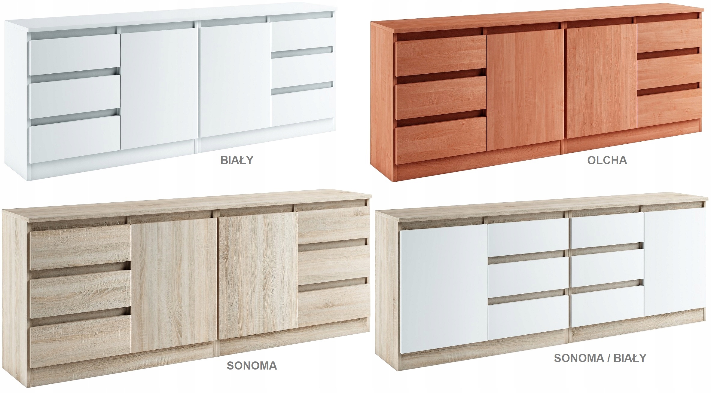 028-080 KOMODA/ZESTAW B2d6s/200cm - BETON / BIAŁY Marka Meble-4K