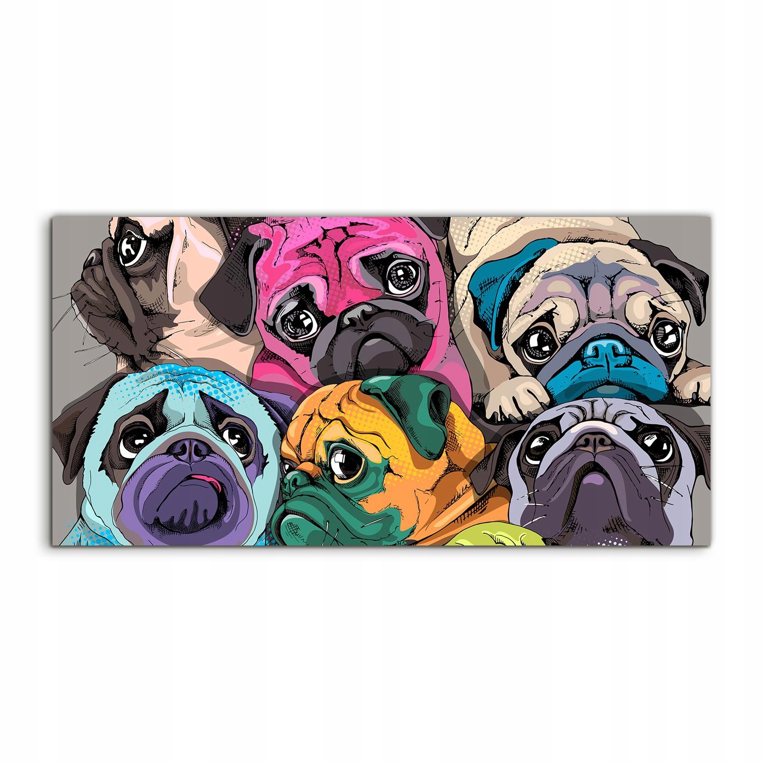 

Obraz akryl 140x70 z nadrukiem Portret Mopsy Psy