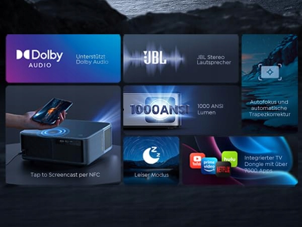 YABER Projektor 4K Android TV 11 Dolby Audio JBL WiFi6 Bluetooth 300 cali — miniatura 3