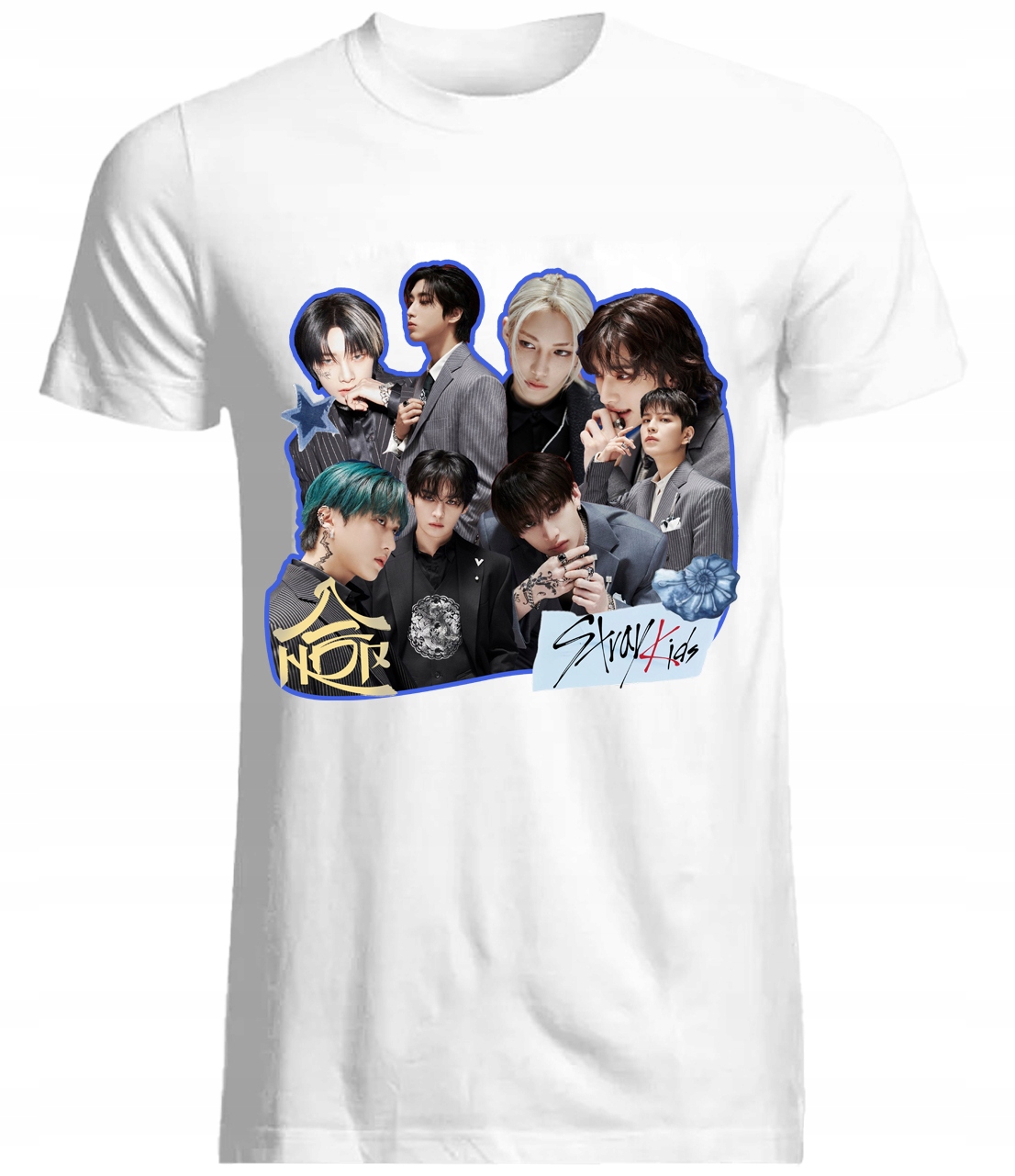 Koszulka K-pop Stray Kids Wysokiej Jakości 100% Bawełna Biały Tekstura 2XL