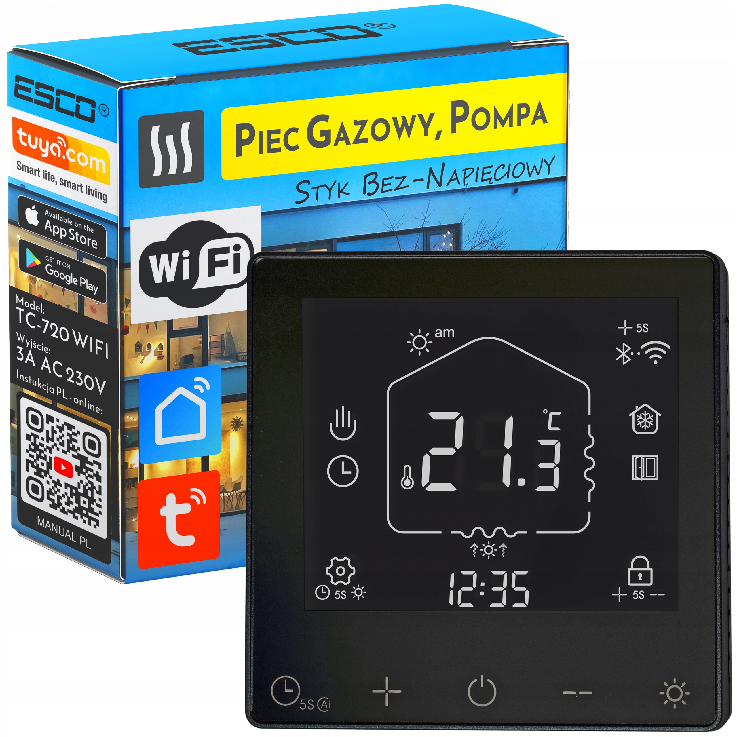 Beznapěťový WiFi termostat Tuya Komfort+