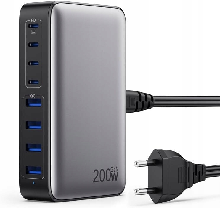 Gan III Usb Nabíječka C 200W 8 Portů Pd 65W Rychlé Nabíjení Macbook