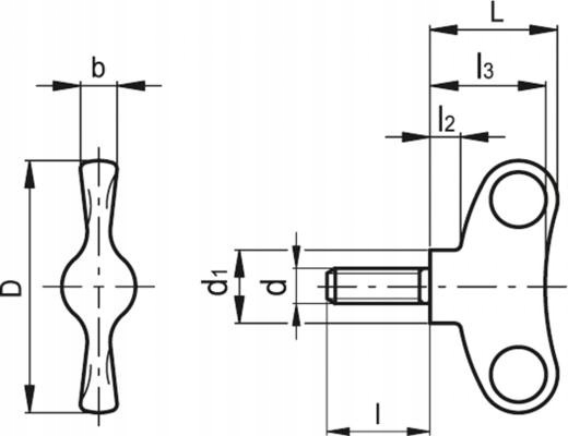 ŚRUBA MOTYLKOWA MOTYLEK NIERDZEWNA GWINT M6X16 Marka Elesa+Ganter