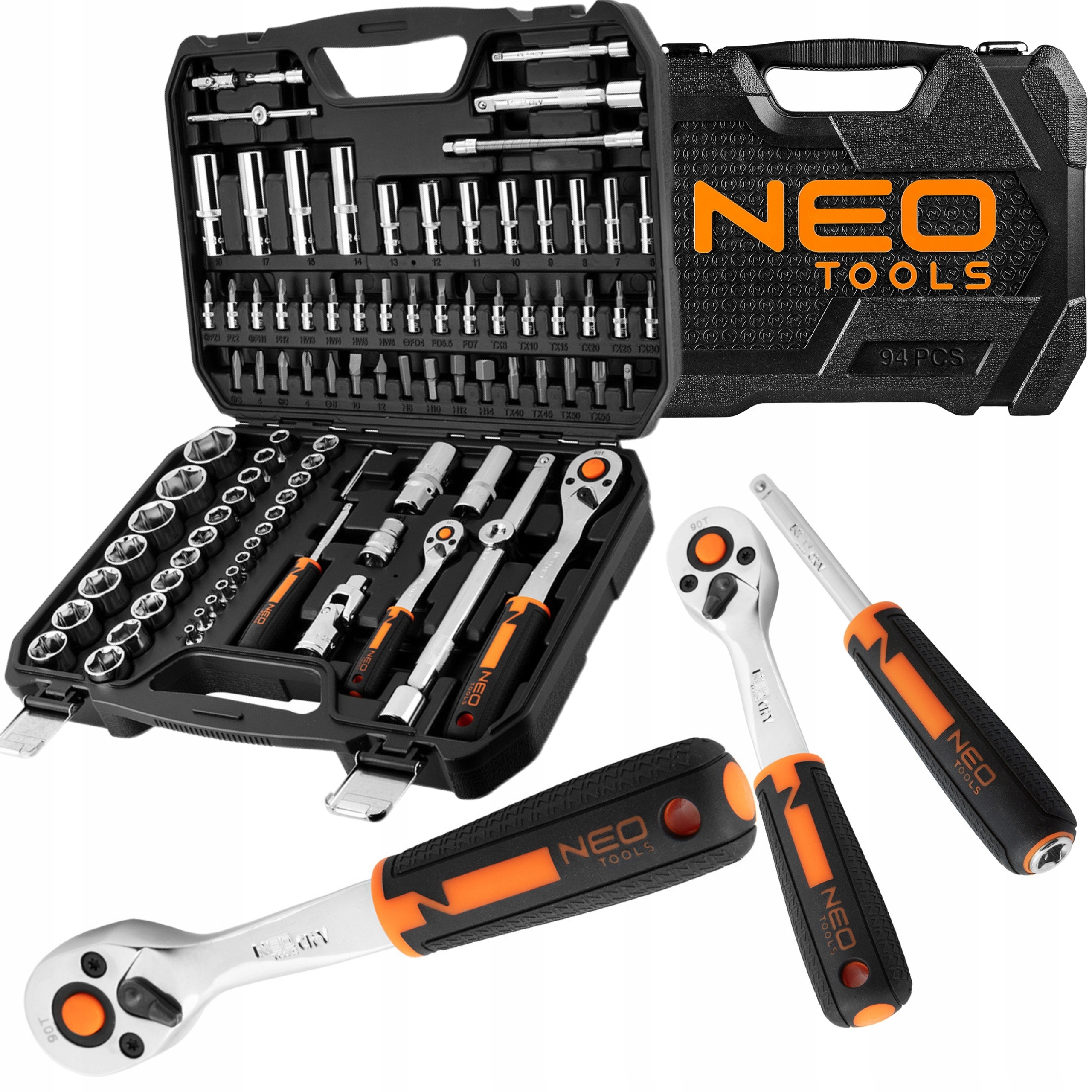Neo Sada Nástrčné Kľúče 1/4'' 1/2 94ks Kufor