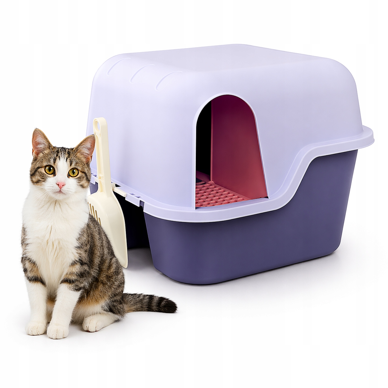 Kuweta Dla Kota Z Pokrywą Sitkiem Łopatką Plastikowa Duża Zamykana