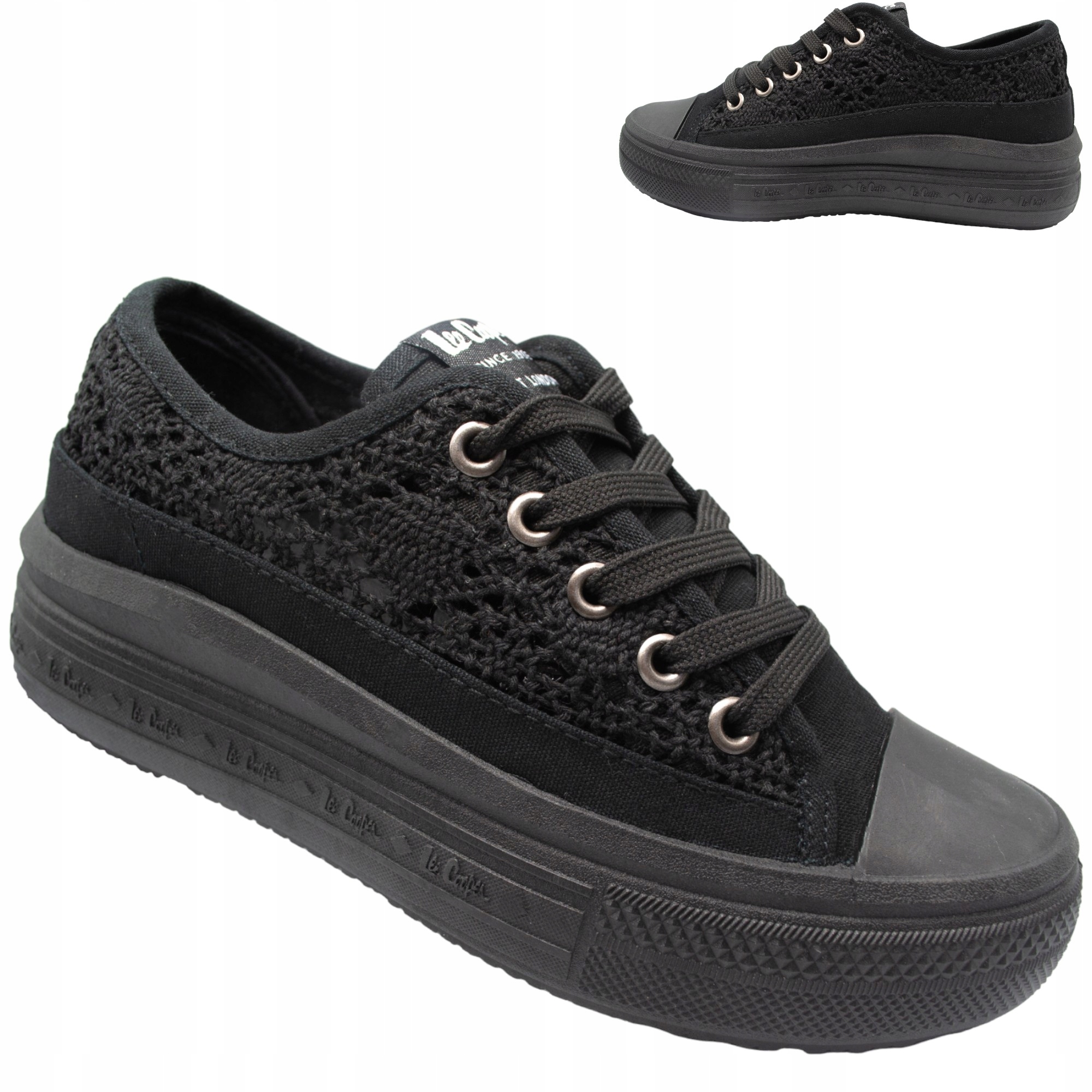 Dámské tenisky na platformě Lee Cooper Ažurové černé tenisky 37