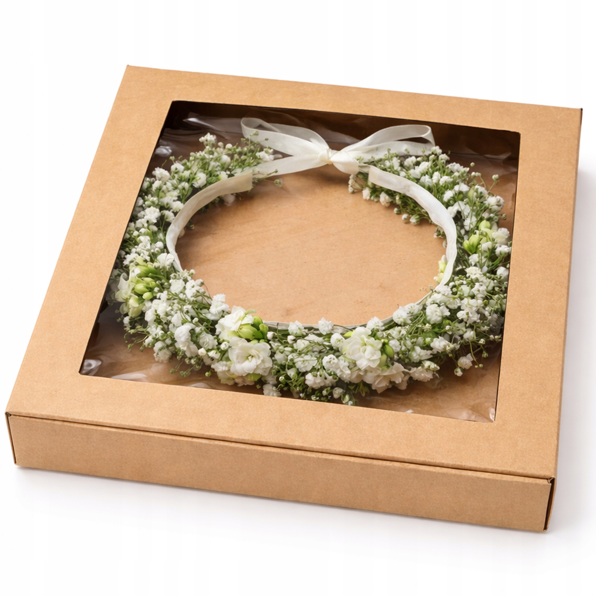 25x25x5 cm Pudełko z okienkiem kwadrat Eco na wianki Zestaw 20 szt