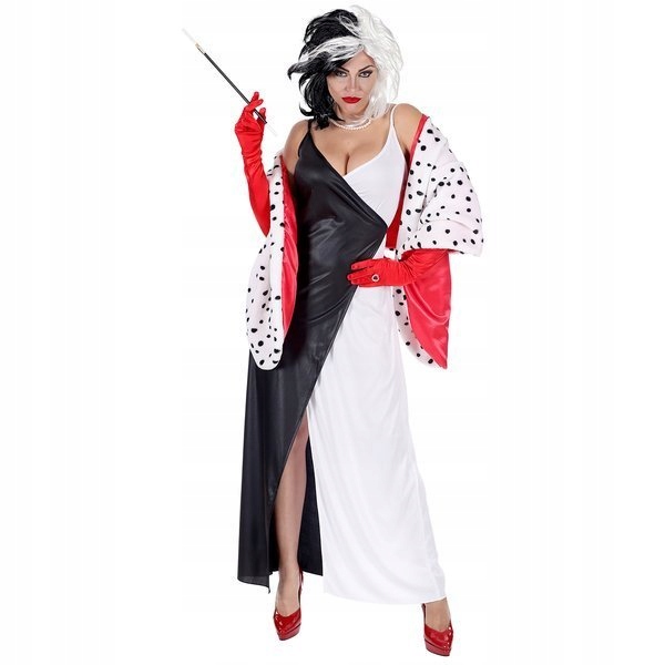 Kostým Cruella Cruelli Černobílý Karneval M